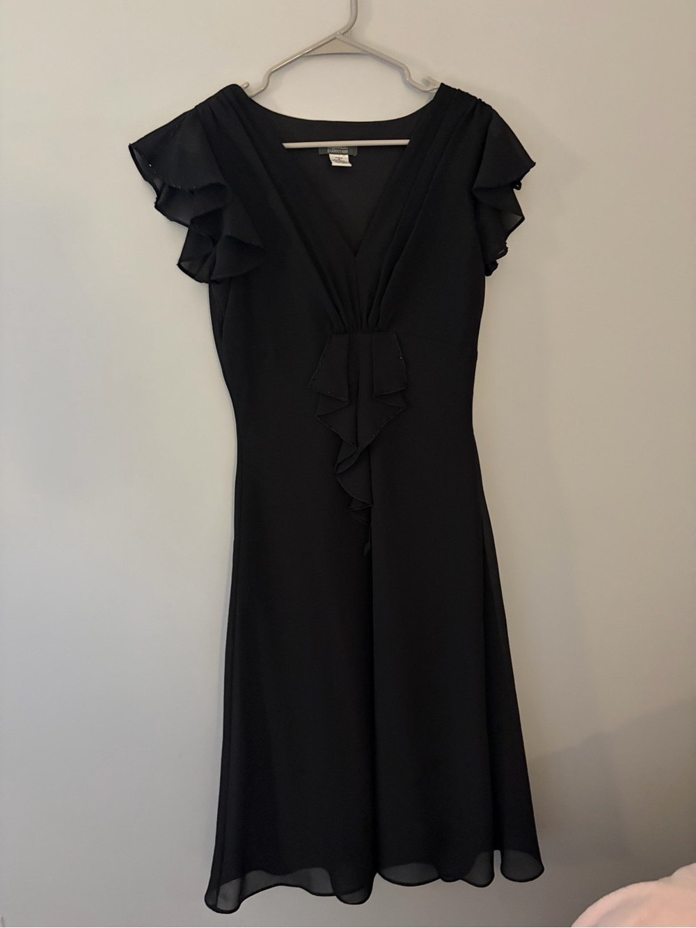 Elegant Black Ruffle-Detail Dress- Dressbarn Collection